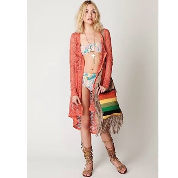 Free People Beach Crochet Love Long Sleeve Swim Cover-Up size Medium - Picture 1 of 10